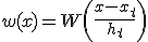 w(x)=W\left(\frac{x-x_t}{h_t}\right)